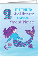 Great Niece 2nd Birthday Sparkly Look Mermaid card