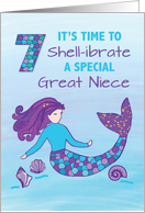 Great Niece 7th Birthday Sparkly Look Mermaid card