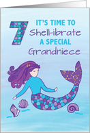 Grandniece 7th Birthday Sparkly Look Mermaid card