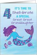 Great Great Granddaughter 4th Birthday Sparkly Look Mermaid card