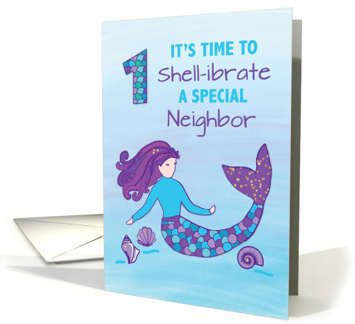 Neighbor 1st Birthday Sparkly Look Mermaid card (1647414)