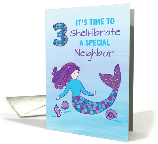 Neighbor 3rd Birthday Sparkly Look Mermaid card (1647432)