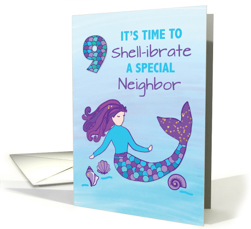 Neighbor 9th Birthday Sparkly Look Mermaid card (1647476)