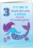 Great Granddaughter 3rd Birthday Sparkly Look Mermaid card