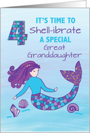 Great Granddaughter 4th Birthday Sparkly Look Mermaid card