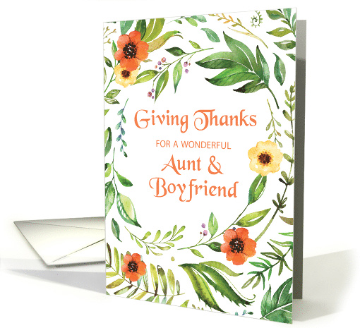 Aunt and Boyfriend Give Thanks Thanksgiving Wreath card (1647538)