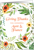 Aunt and Fiance Give Thanks Thanksgiving Wreath card