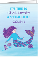 Custom Relation Little Cousin Birthday Sparkly Look Mermaid card