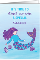 Custom Relation Cousin Birthday Sparkly Look Mermaid card