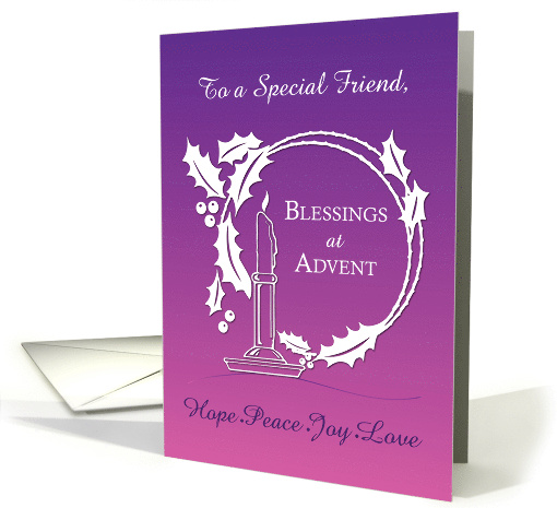 Advent to Friend Blessings Wreath Candle Purple to Pink Gradient card