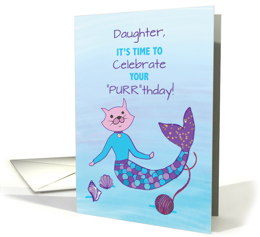 Daughter Birthday Purrmaid with Sparkly Glitter Look card (1649178)