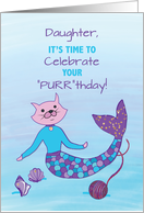 Daughter Birthday Purrmaid with Sparkly Glitter Look card