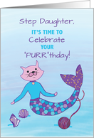 Step Daughter Birthday Purrmaid with Sparkly Glitter Look card