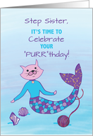 Step Sister Birthday Purrmaid with Sparkly Glitter Look card