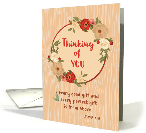 Thinking of You Religious Thankful Fall Wreath card (1651226)