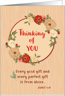 Thinking of You Religious Thankful Fall Wreath card