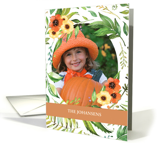 Photo Customizable Name Thanksgiving Wreath card (1651232)