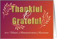 Business Administrative Assistant Grateful at Thanksgiving card