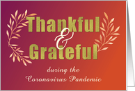 Business COVID-19 Grateful and Thankful at Thanksgiving card