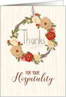 Thanks for Hospitality Wreath on Wood card