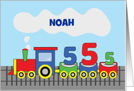 5th Birthday Personalized Name Noah Colorful Train on Track card