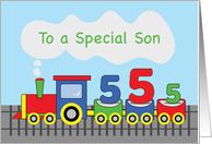 Son 5th Birthday Colorful Train on Track card