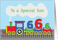 Son 6th Birthday Colorful Train on Track card