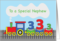 Nephew 3rd Birthday Colorful Train on Track card