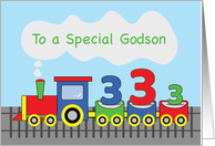 Godson 3rd Birthday Colorful Train on Track card