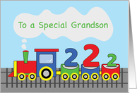 Grandson 2nd Birthday Colorful Train on Track card