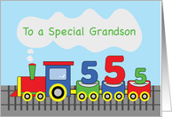Grandson 5th Birthday Colorful Train on Track card