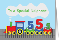 Neighbor 5th Birthday Colorful Train on Track card