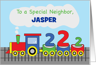 Neighbor 2nd Birthday Personalized Name Colorful Train on Track card