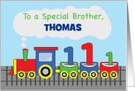 Brother 1st Birthday Personalized Name Colorful Train on Track card