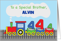 Brother 4th Birthday Personalized Name Colorful Train on Track card