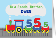 Brother 5th Birthday Personalized Name Colorful Train on Track card