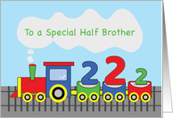 Half Brother 2nd Birthday Colorful Train on Track card