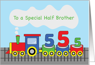 Half Brother 5th Birthday Colorful Train on Track card