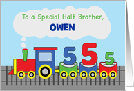 Half Brother 5th Birthday Personalized Name Colorful Train on Track card