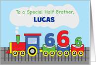 Half Brother 6th Birthday Personalized Name Colorful Train on Track card