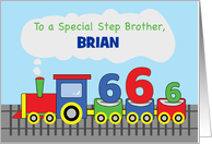 Step Brother 6th Birthday Personalized Name Colorful Train on Track card