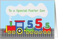 Foster Son 5th Birthday Colorful Train on Track card