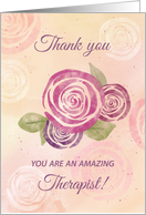 Thank You Amazing Therapist Watercolor Roses card