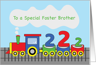 Foster Brother 2nd Birthday Colorful Train on Track card