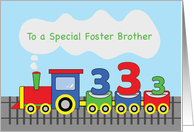 Foster Brother 3rd Birthday Colorful Train on Track card