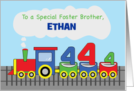 Foster Brother 4th Birthday Personalized Name Colorful Train on Track card