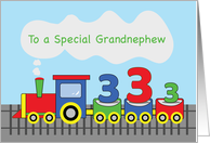 Grandnephew 3rd Birthday Colorful Train on Track card