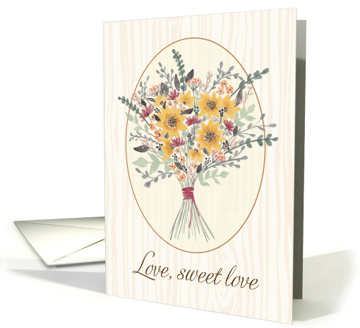 Wedding Anniversary Sunflower Bouquet on Rustic Wood card (1654822)