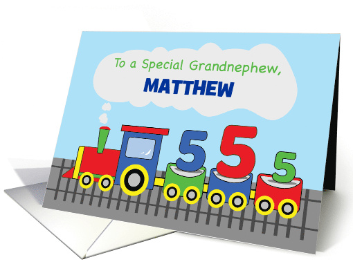 Grandnephew 5th Birthday Personalized Name Colorful Train... (1654888)