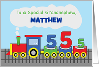 Grandnephew 5th Birthday Personalized Name Colorful Train on Track card